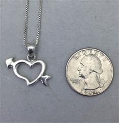 Sterling Silver Cupid Heart Pendant Necklace 925 Silver 3.8dwt
